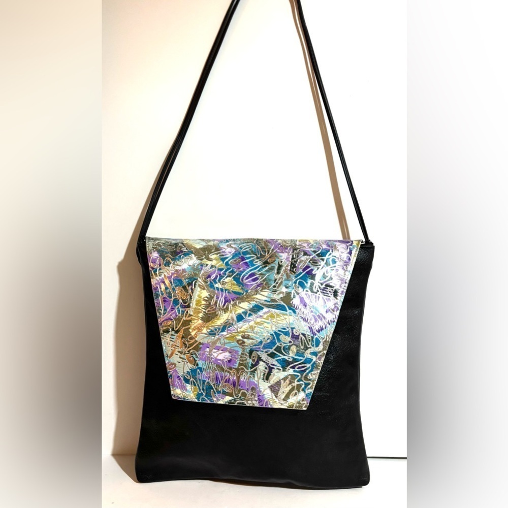 Handmade multicolor printed leather Vibrant Crossbody Bag